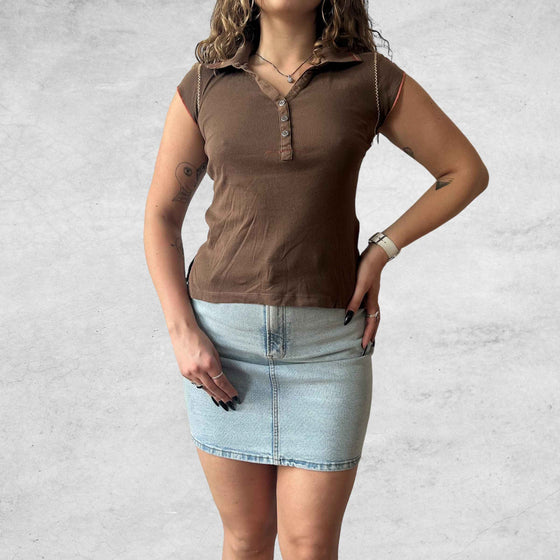 Brown collared top